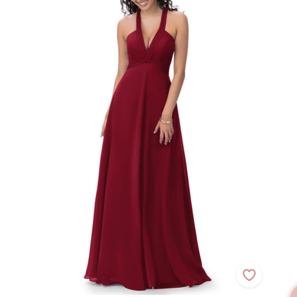 Azazie Burgundy Halter Maxi Dress